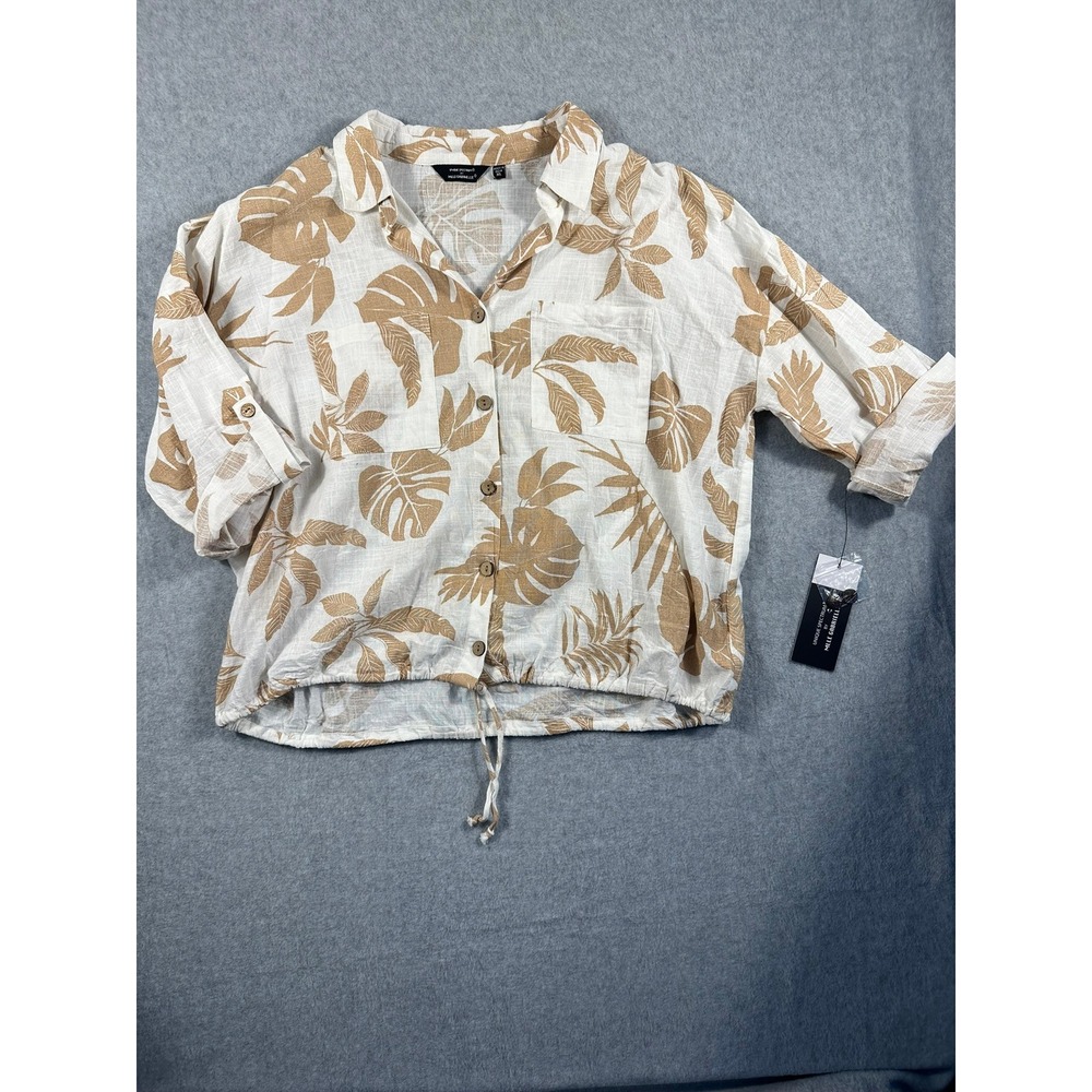Mlle Gabrielle Unique Spectrum Womens XL Palm Leaf Button Down Shirt